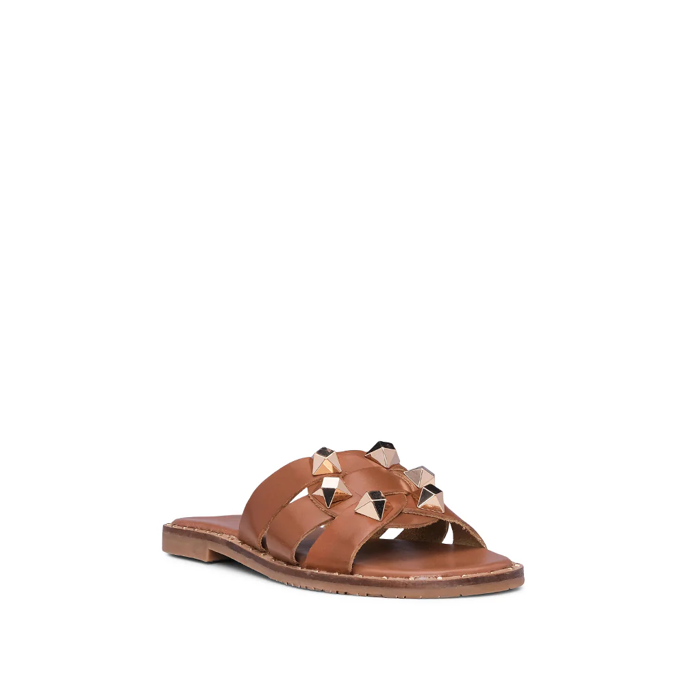 Chinelo Salto Raso Mulher Pele Sintética Camel - Image 3