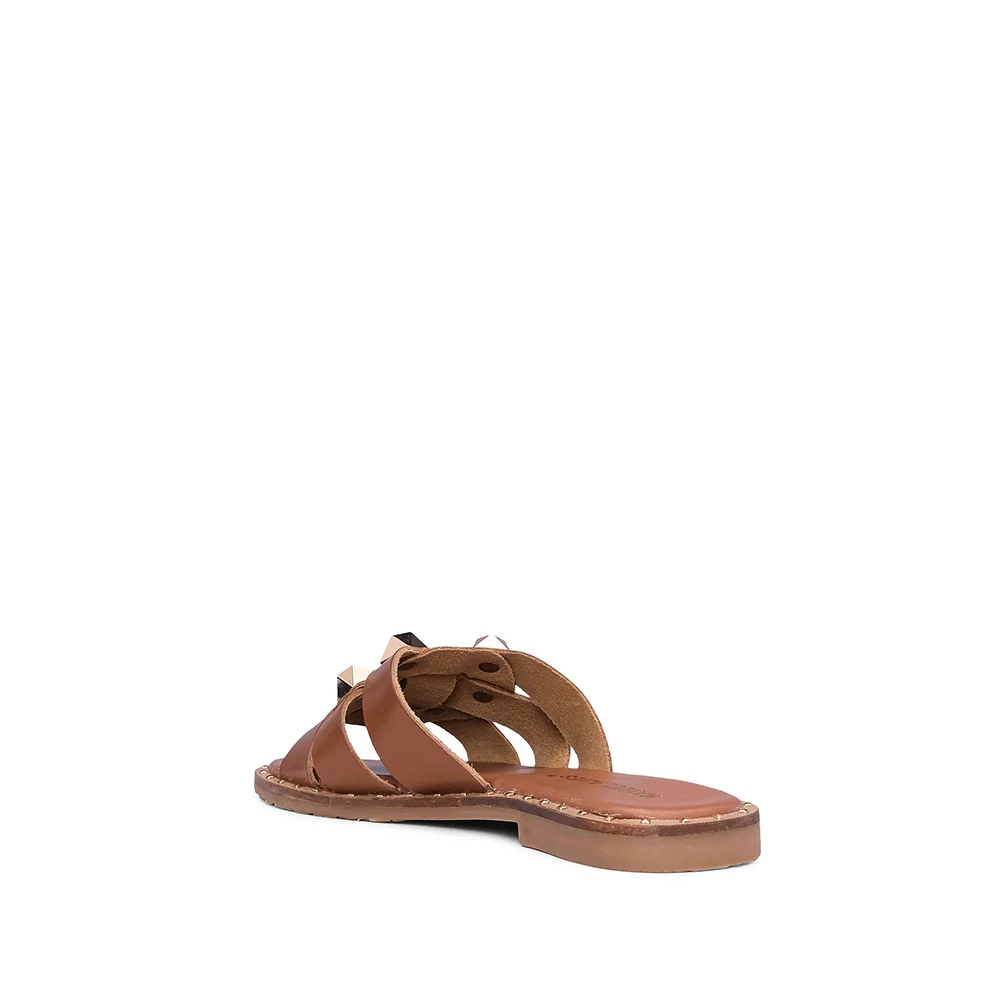 Chinelo Salto Raso Mulher Pele Sintética Camel - Image 4