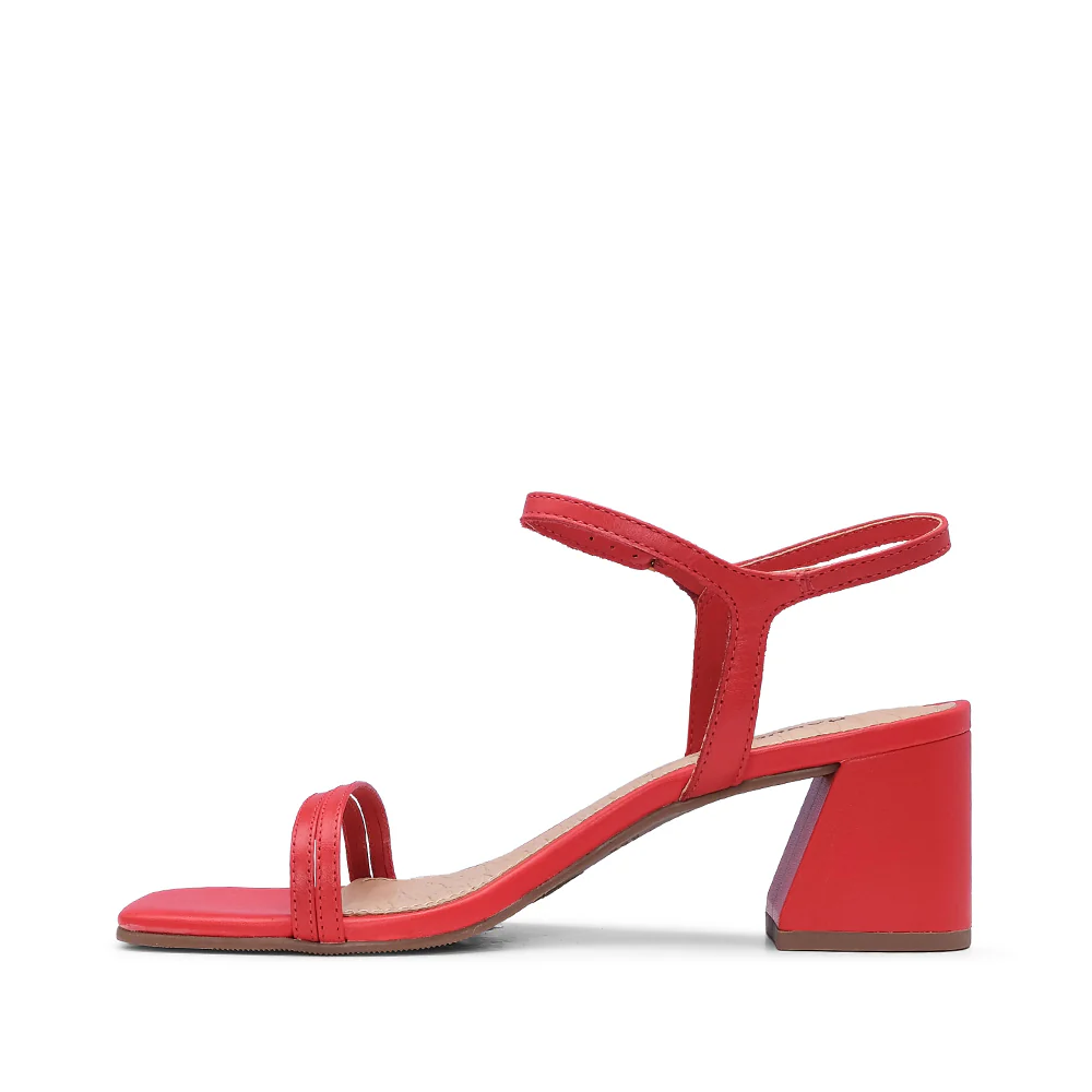 Sandália Salto Médio Mulher Pele Vermelho - Image 2