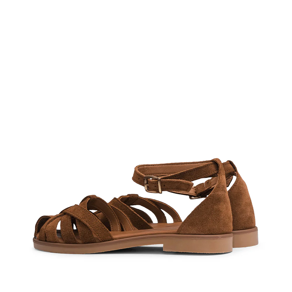 Sandália Salto Raso Mulher Camurça Camel - Image 3