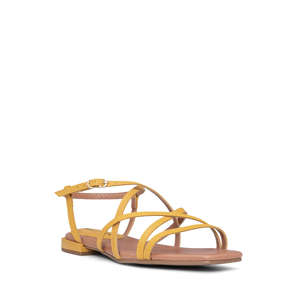 Sandália Salto Raso Mulher Pele Sintética Amarelo - Image 3