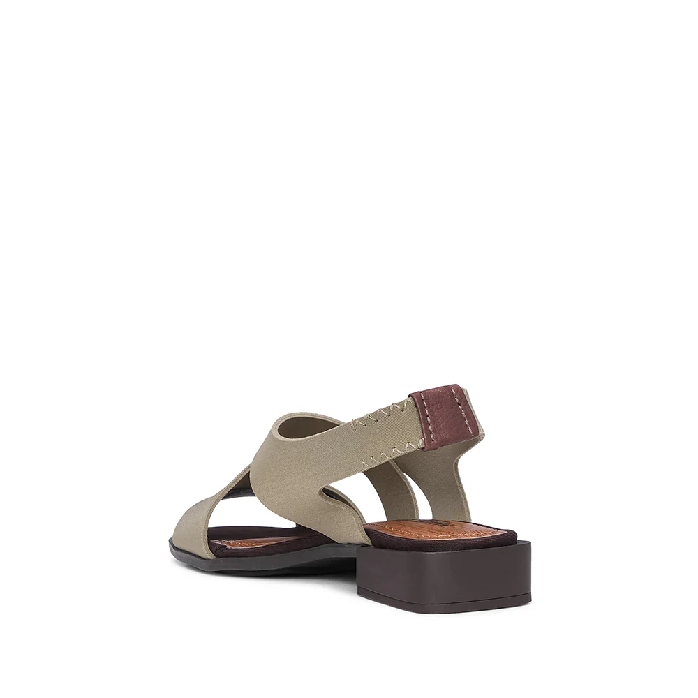 Sandália Salto Raso Mulher Têxtil com Tiras Elásticas Verde - Image 4