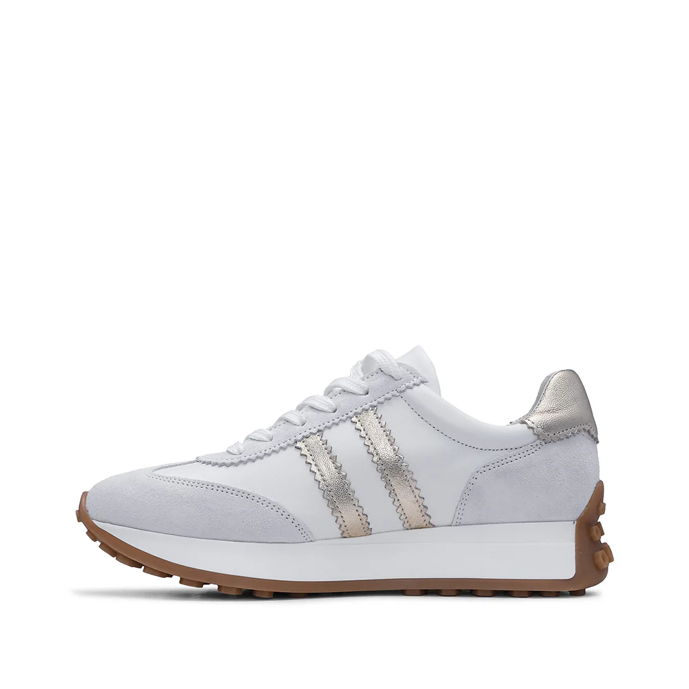 Sapatilha Casual Mulher Pele Branco E Ouro - Image 2