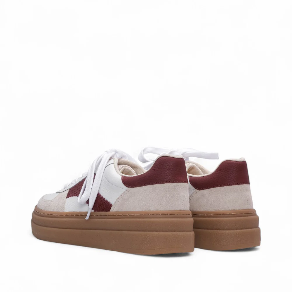 Sapatilha Casual Mulher Pele Branco E Vermelho - Image 4