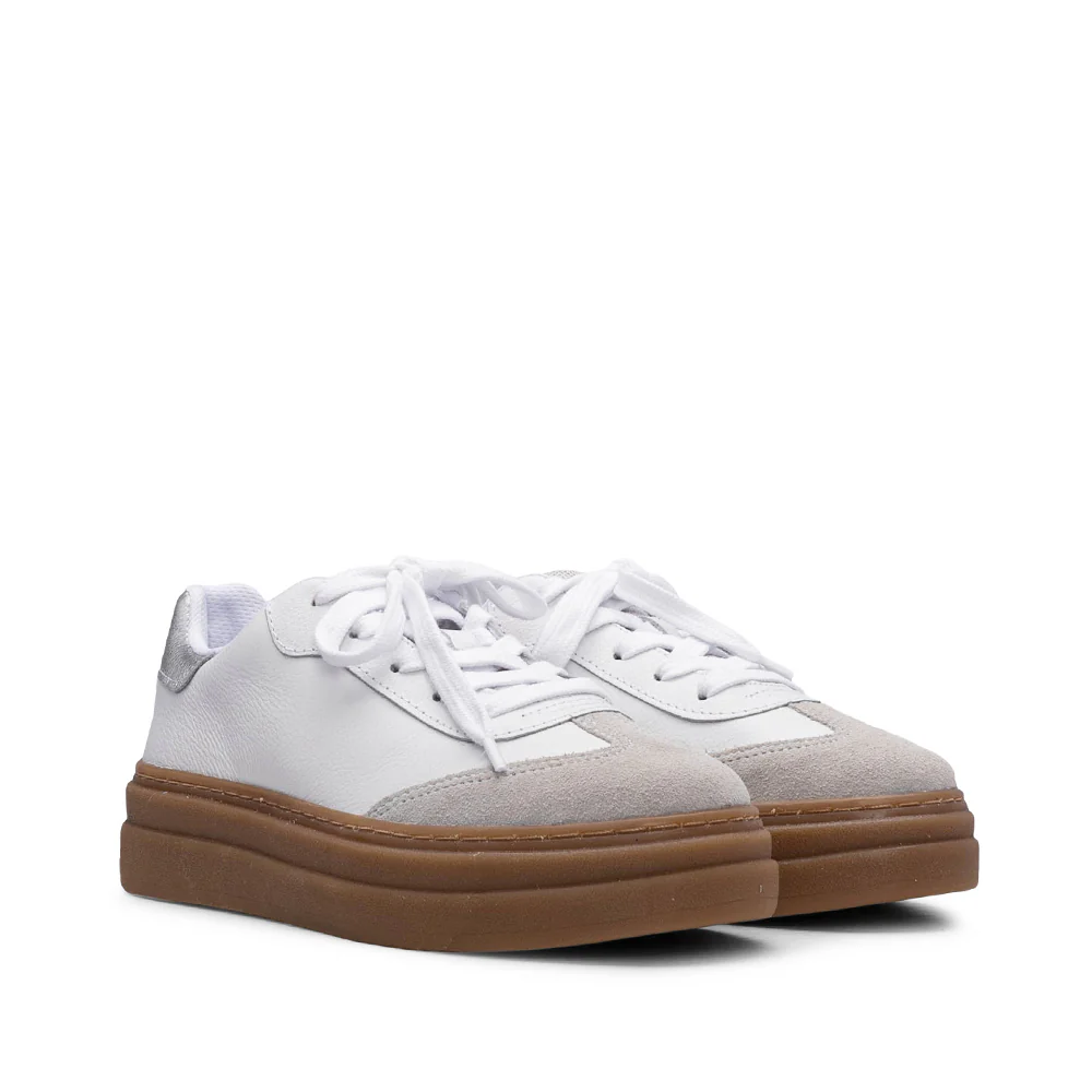 Sapatilha Casual Mulher Pele Branco E Cinza - Image 2