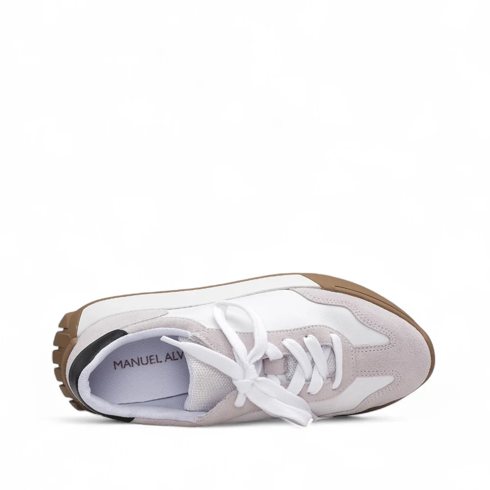 Sapatilha Casual Mulher Pele Branco E Cinza - Image 4