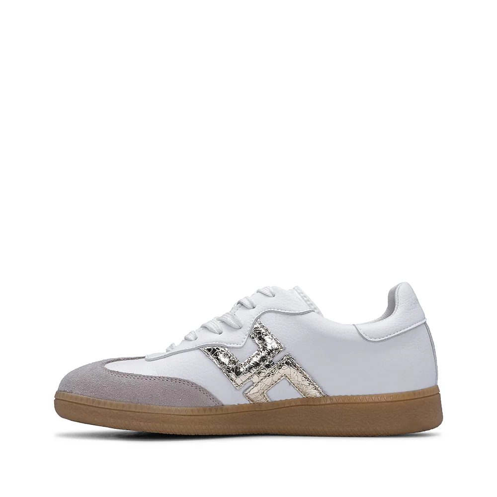 Sapatilha Casual Mulher Pele Branco E Ouro - Image 2