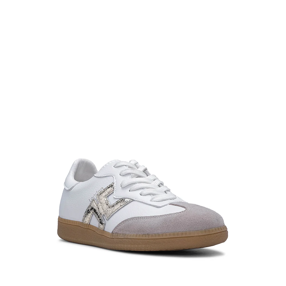 Sapatilha Casual Mulher Pele Branco E Ouro - Image 3