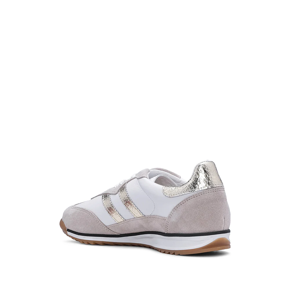 Sapatilha Casual Mulher Pele Branco E Ouro - Image 4