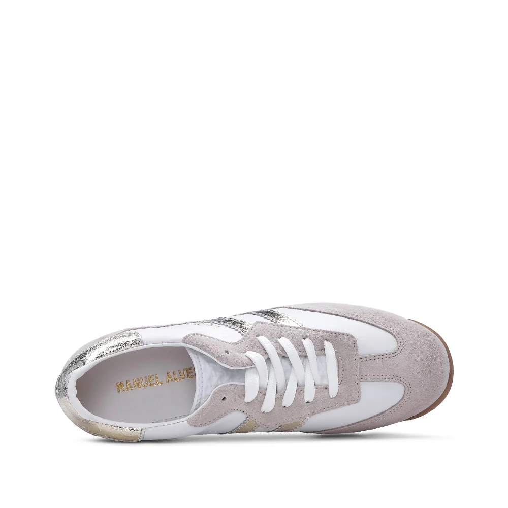 Sapatilha Casual Mulher Pele Branco E Ouro - Image 5