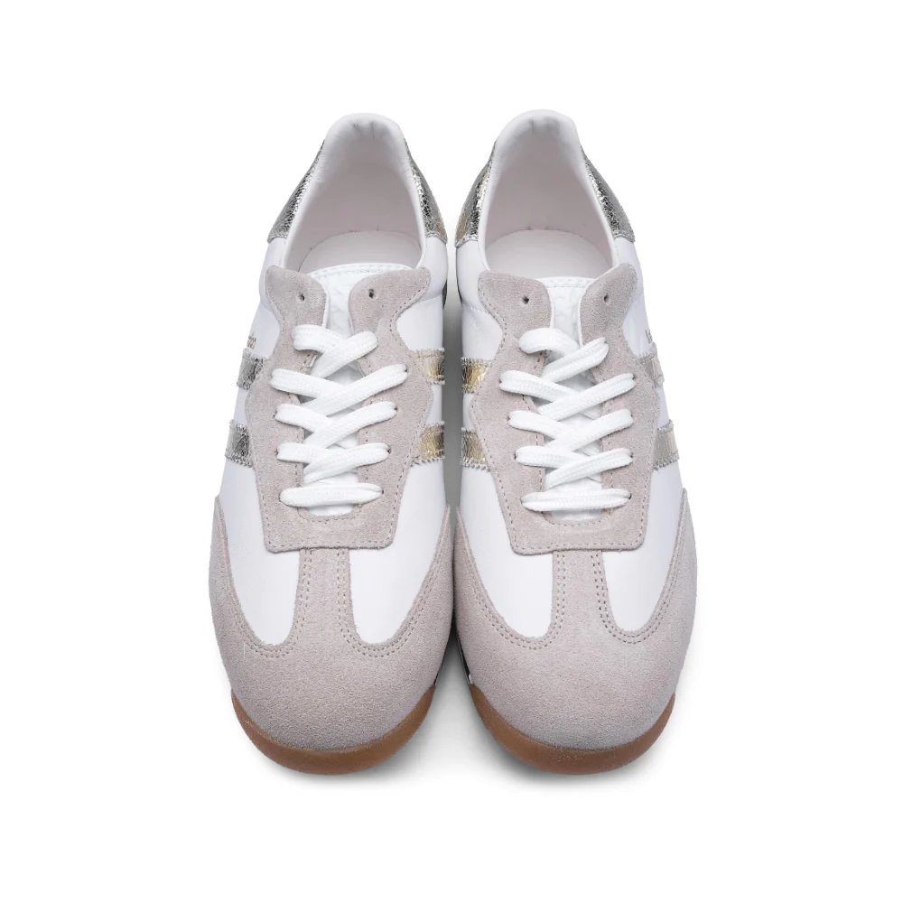 Sapatilha Casual Mulher Pele Branco E Ouro - Image 6