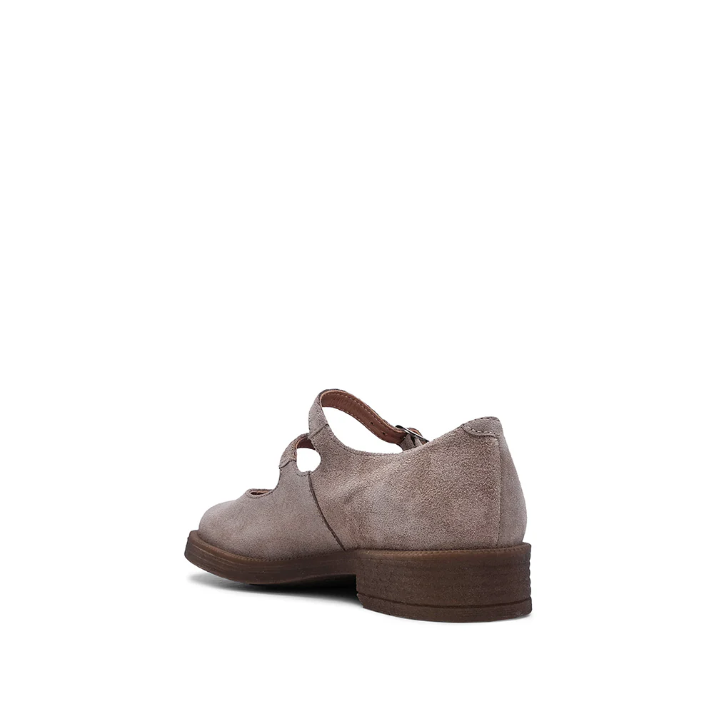 Sapato Mary Jane Mulher Camurça Taupe - Image 4