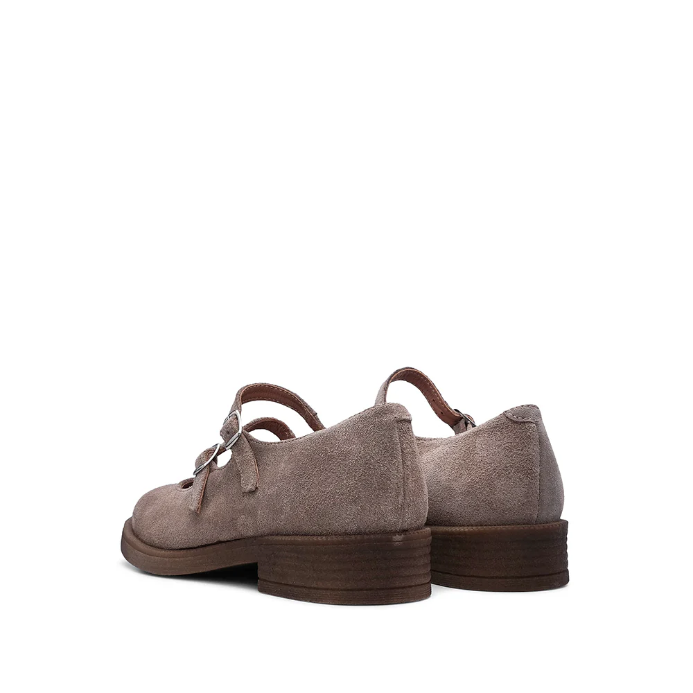 Sapato Mary Jane Mulher Camurça Taupe - Image 6