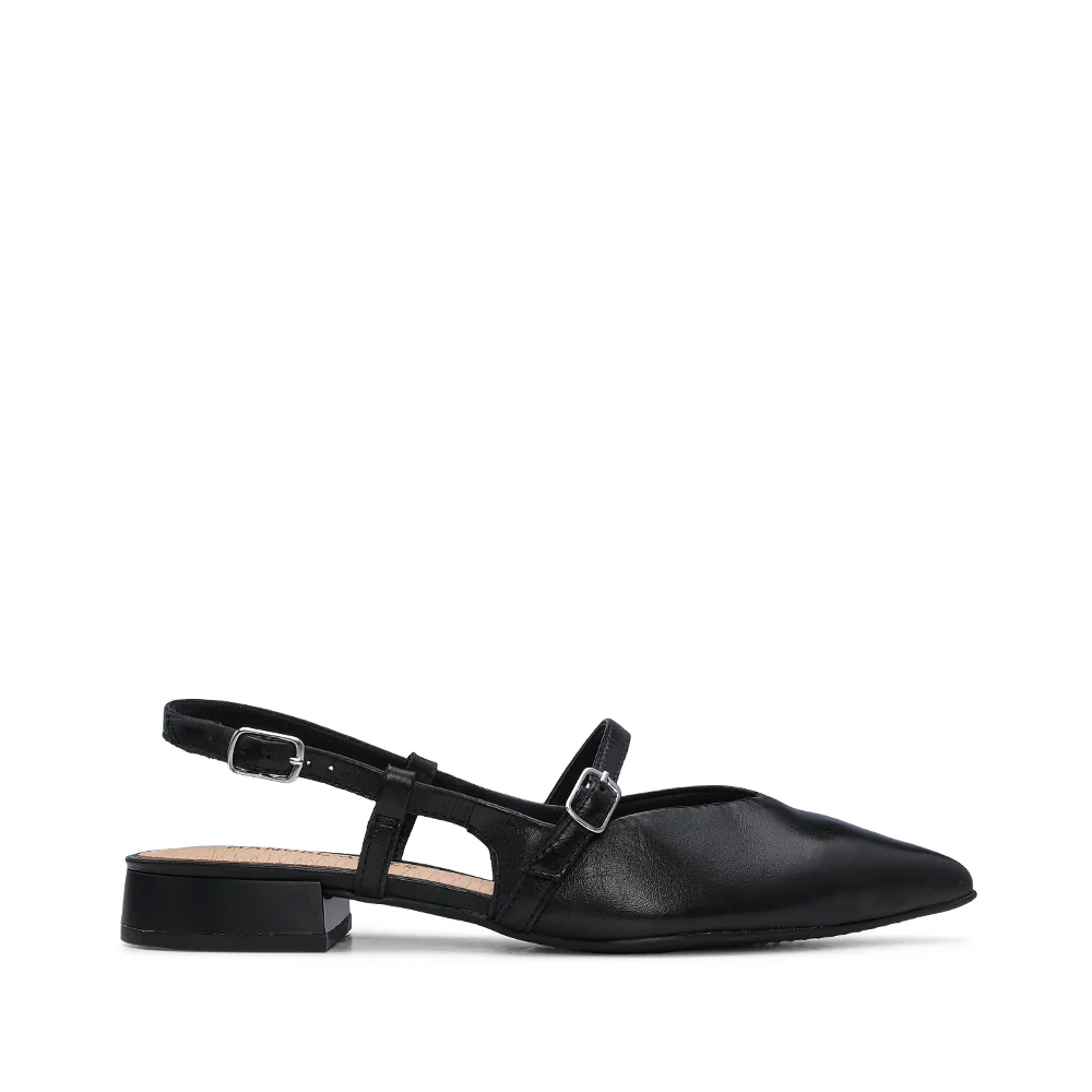 Sapato Salto Raso Mulher Pele Preto