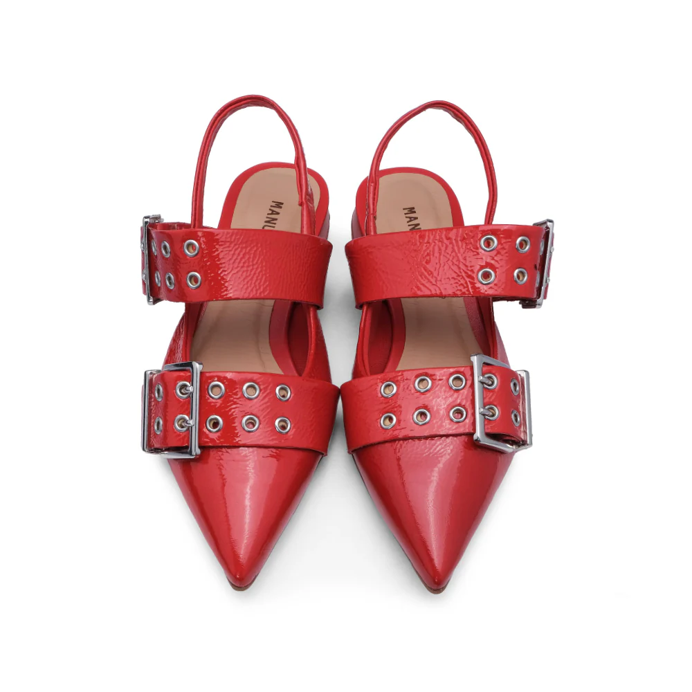 Sapato Salto Raso Mulher Verniz Vermelho - Image 6