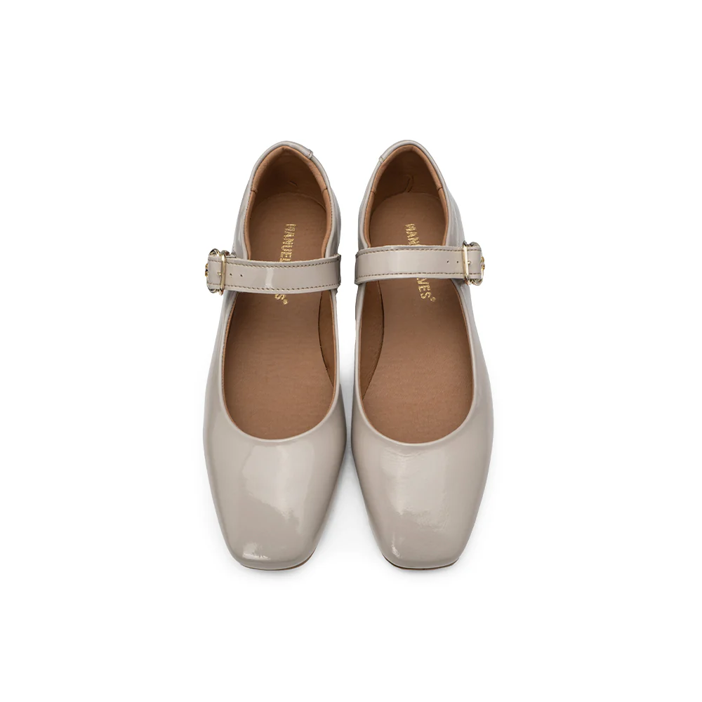 Sapato Mary Jane Mulher Verniz Bege - Image 6