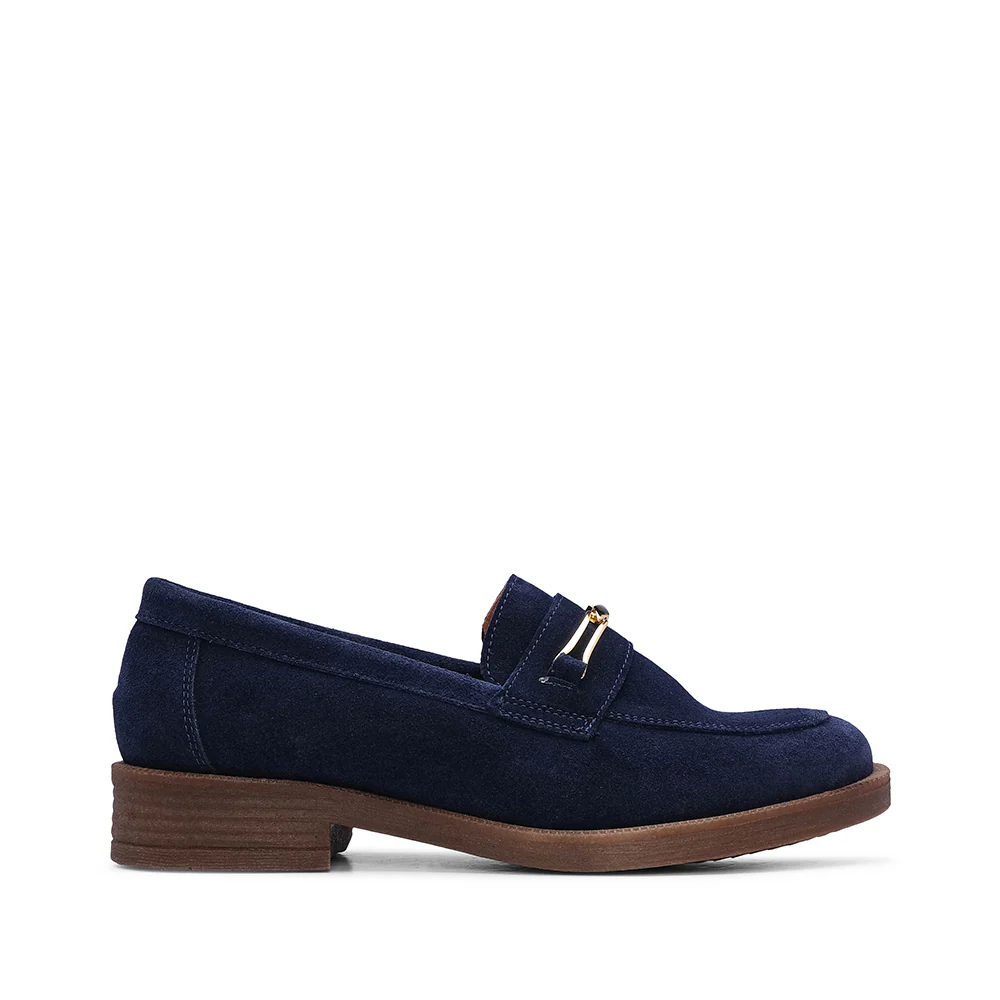 Sapato Mocassim Mulher Camurça Azul Marinho