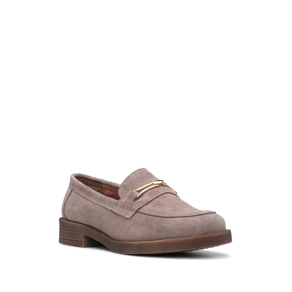 Sapato Mocassim Mulher Camurça Taupe - Image 3