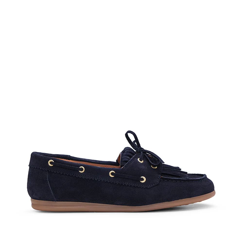 Sapato Mocassim Mulher Camurça Azul