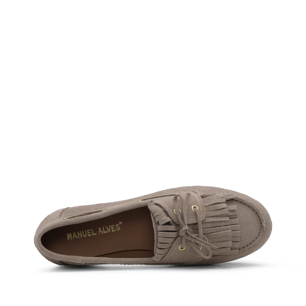 Sapato Mocassim Mulher Camurça Taupe - Image 4