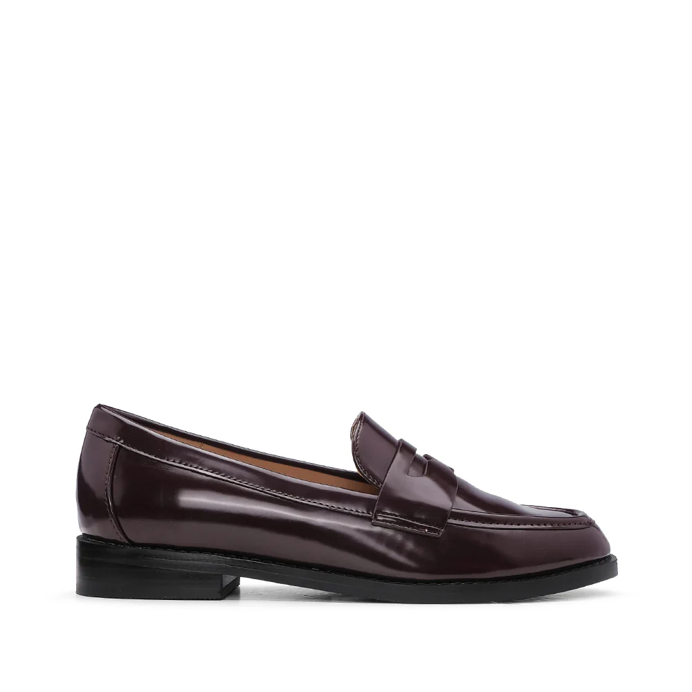 Sapato Mocassim Mulher Polido Bordeaux