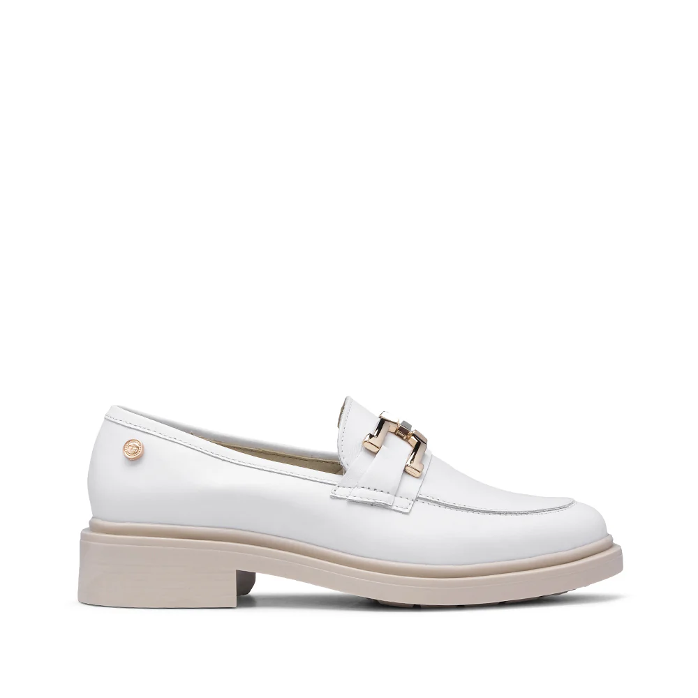 Sapato Salto Raso Mulher Pele Branco