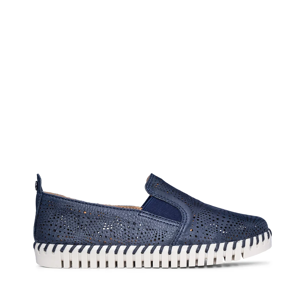 Sapato Salto Raso Mulher Pele Azul Marinho