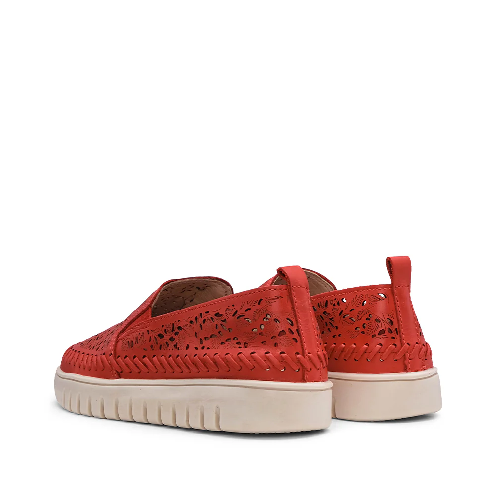 Sapato Salto Raso Mulher Pele Vermelho - Image 3