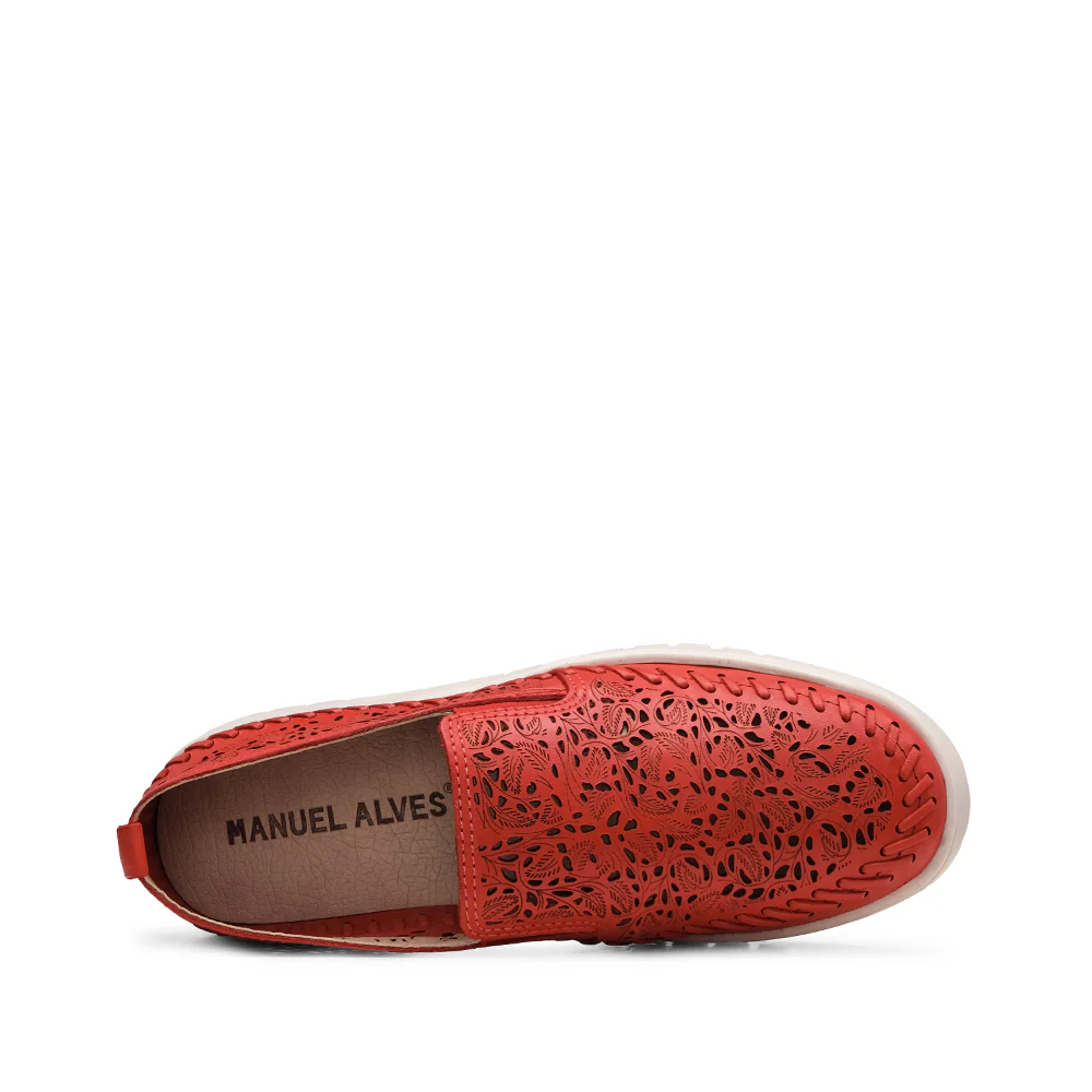 Sapato Salto Raso Mulher Pele Vermelho - Image 4