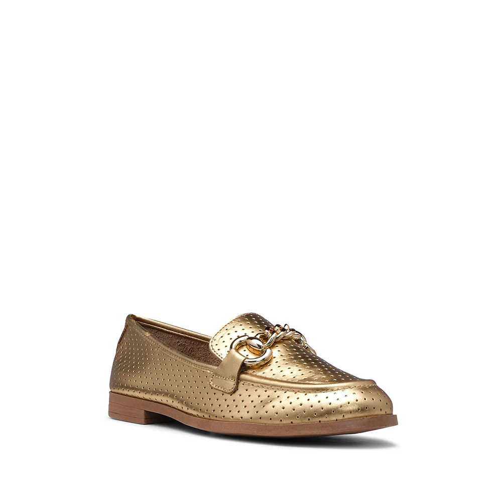 Sapato Salto Raso Mulher Pele Sintética Dourado - Image 3