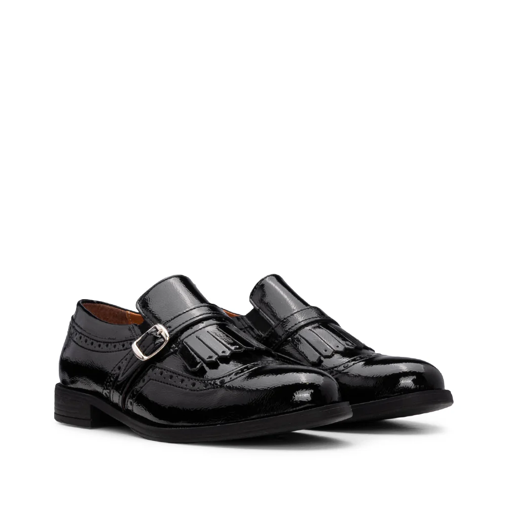 Sapato Salto Raso Oxford Mulher Verniz Preto - Image 2