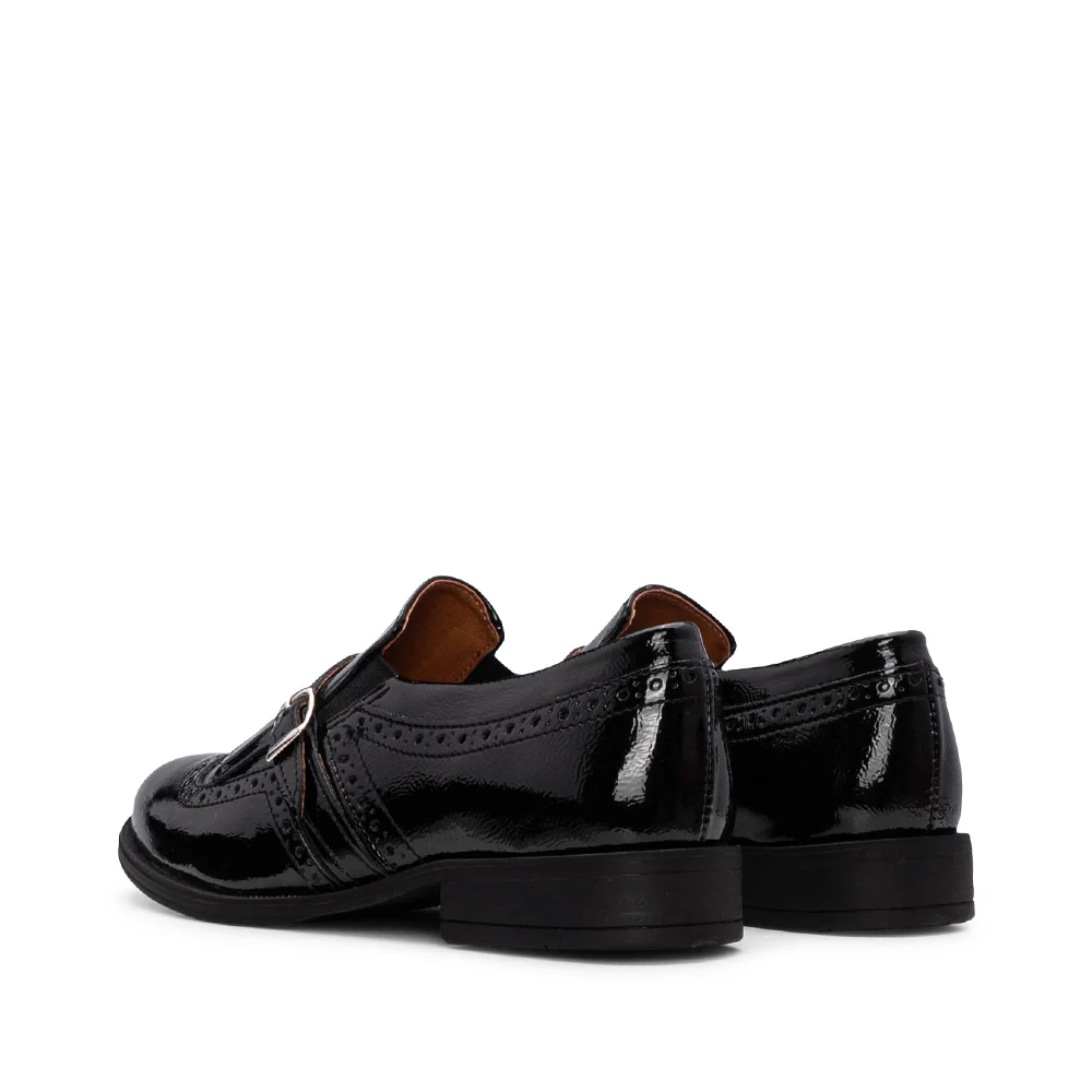 Sapato Salto Raso Oxford Mulher Verniz Preto - Image 3