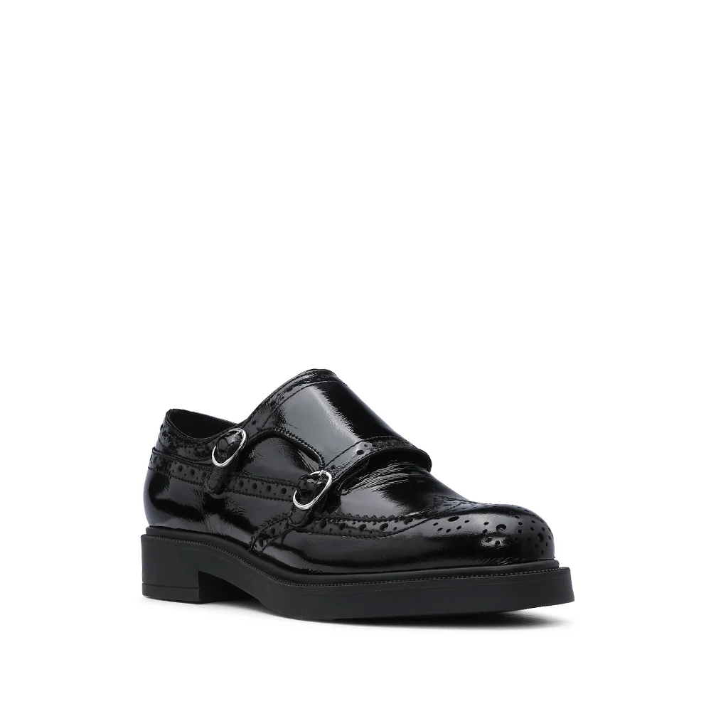 Sapato Salto Raso Oxford Mulher Verniz Preto - Image 3