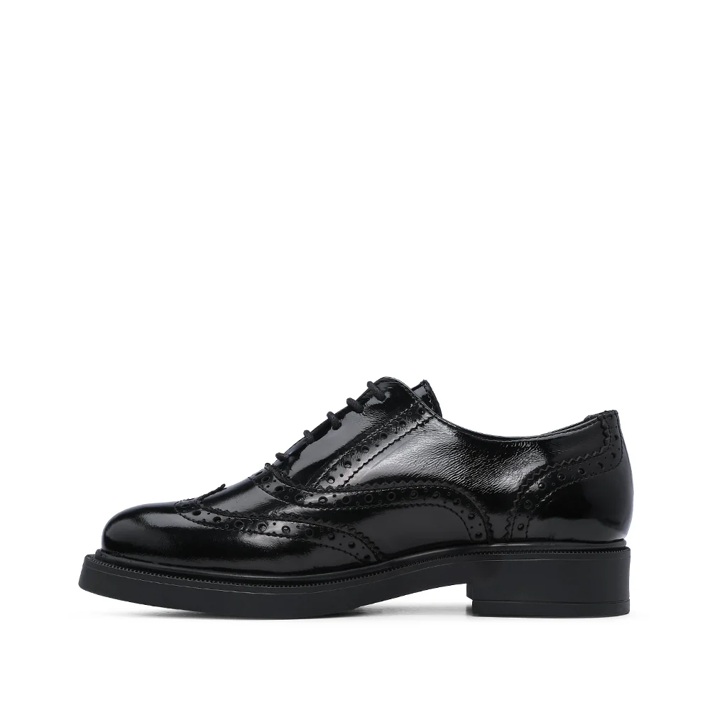 Sapato Salto Raso Oxford Mulher Verniz Preto - Image 2