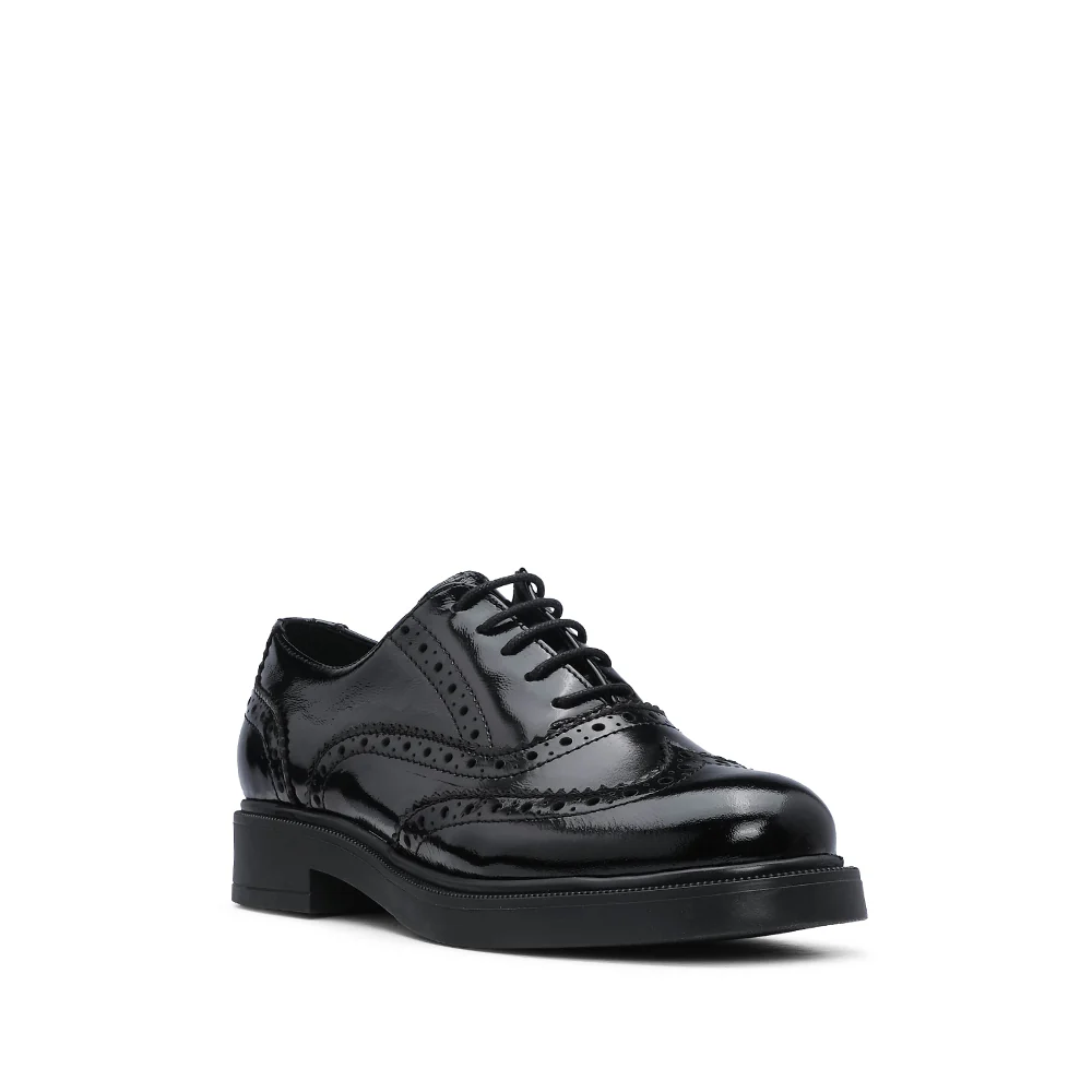 Sapato Salto Raso Oxford Mulher Verniz Preto - Image 3