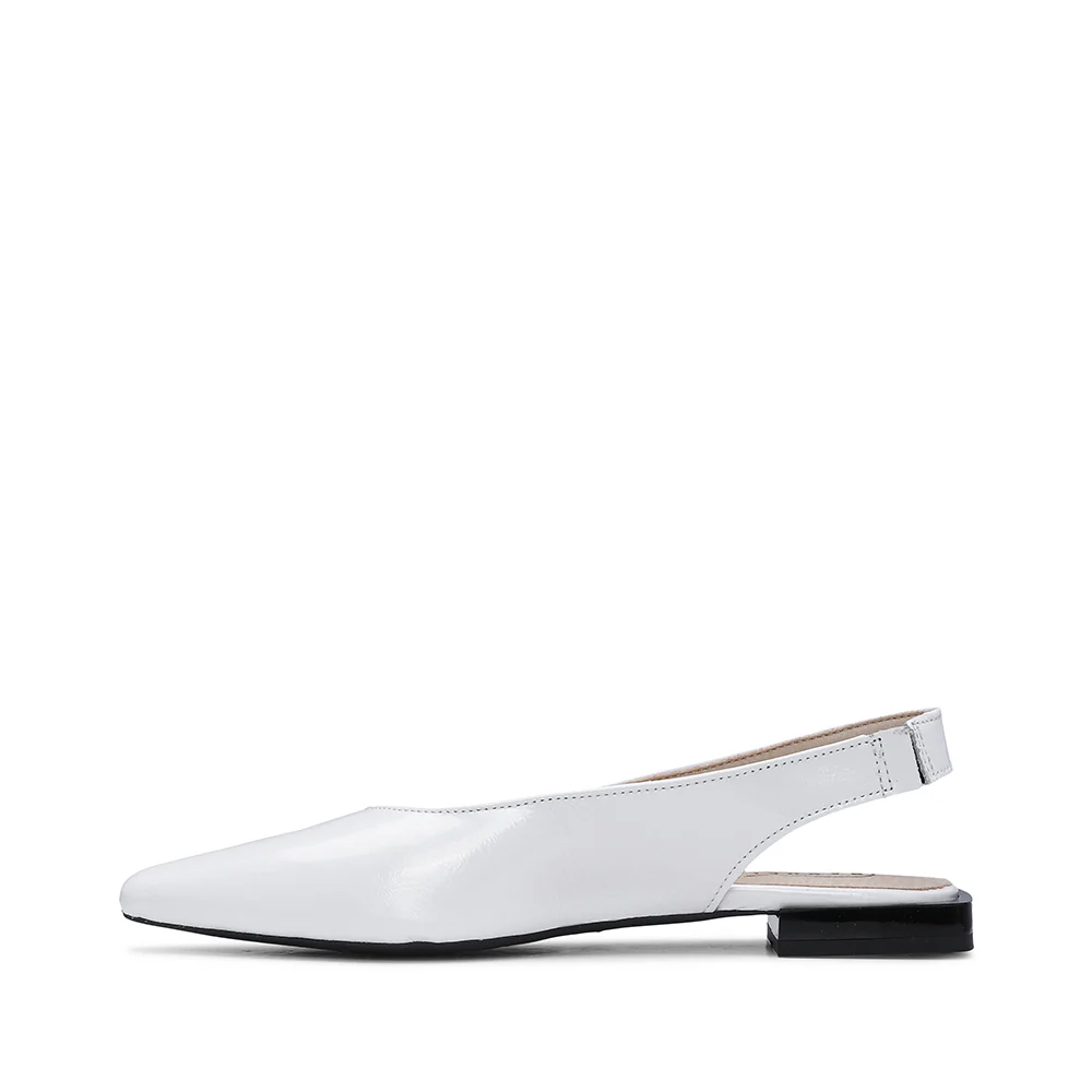 Sapato Salto Raso Mulher Verniz Branco - Image 2