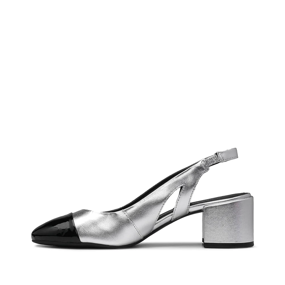 Sapato Slingback Mulher Pele Sintética Prata - Image 2