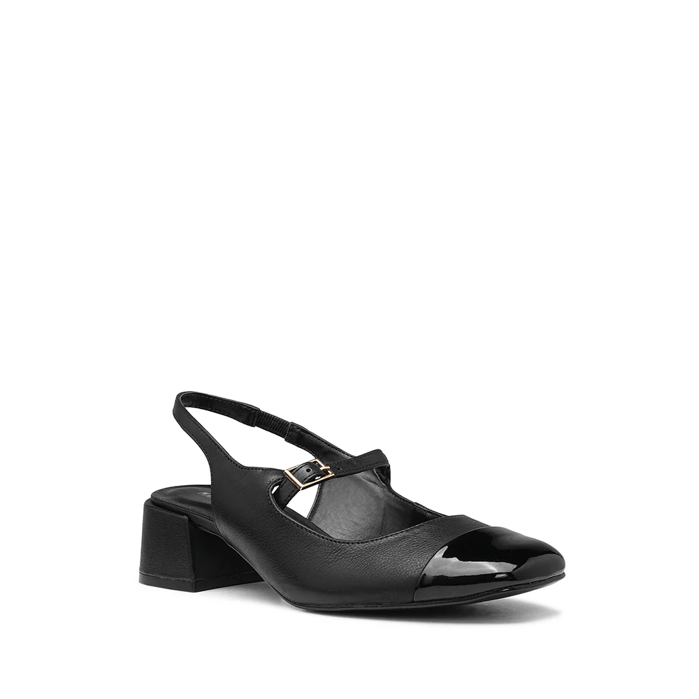 Sapato Slingback Mulher Pele Sintética Preto - Image 3