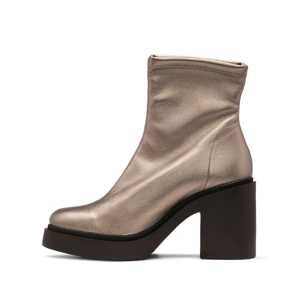 Botim Salto Alto Mulher Pele Bronze - Image 2