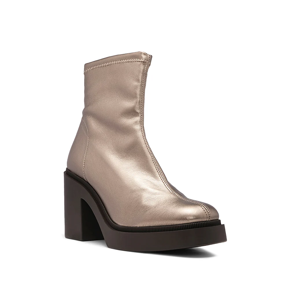 Botim Salto Alto Mulher Pele Bronze - Image 3