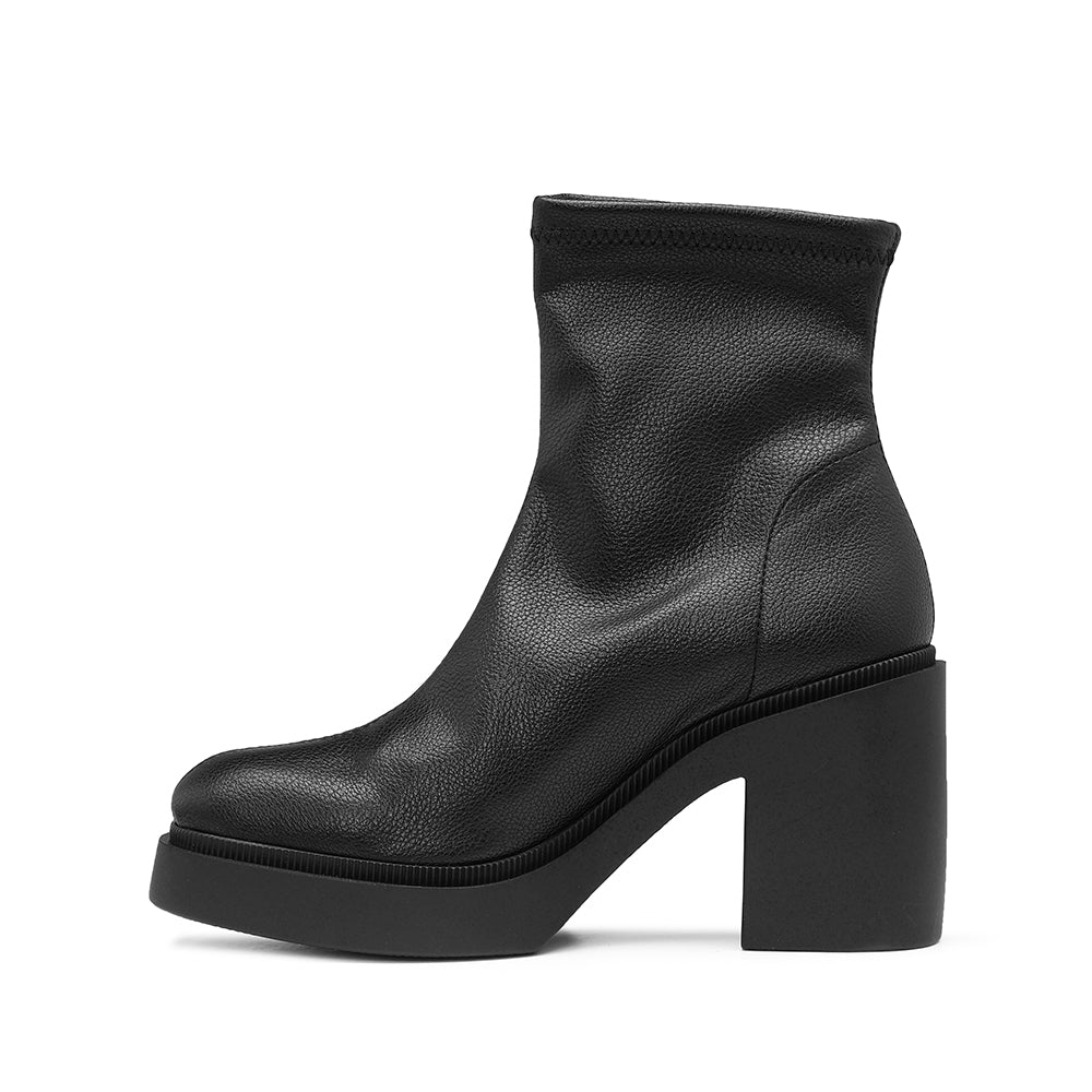 Botim Salto Alto Mulher Pele Preto - Image 2