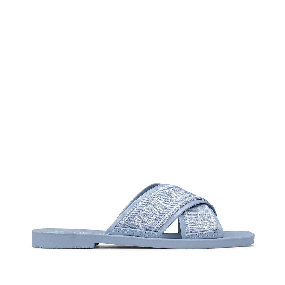 Chinelo Salto Raso Mulher Pele Sintética Jeans