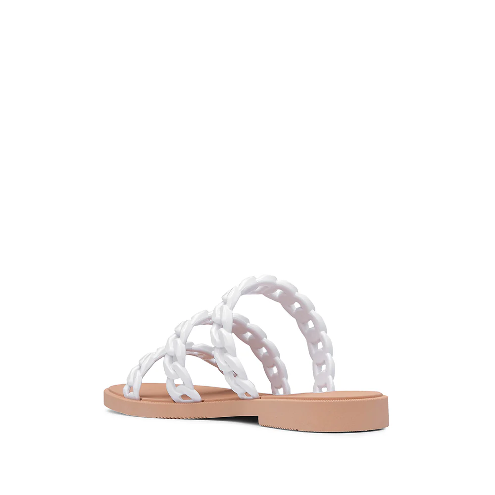 Chinelo Salto Raso Mulher Pele Sintética Branco - Image 4
