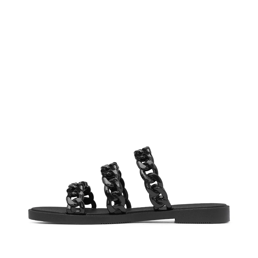 Chinelo Salto Raso Mulher Pele Sintética Preto - Image 2