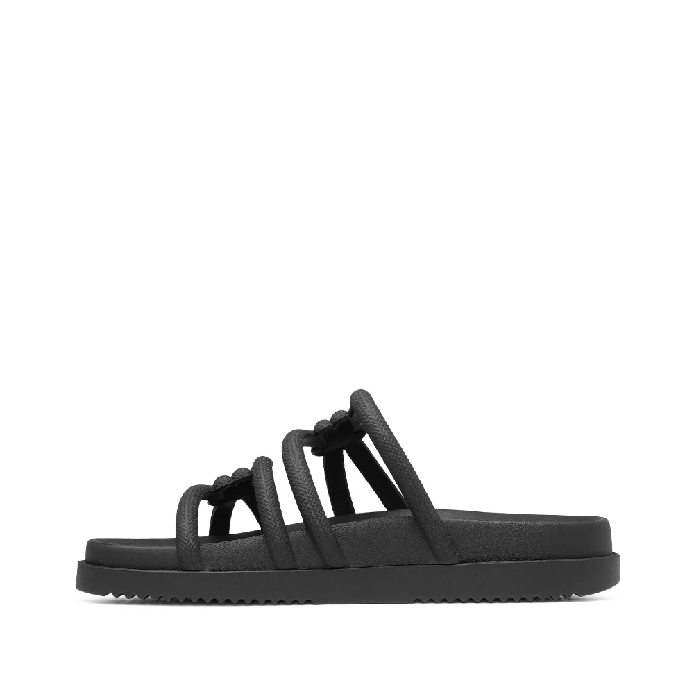 Chinelo Salto Raso Mulher Pele Sintética Preto - Image 2