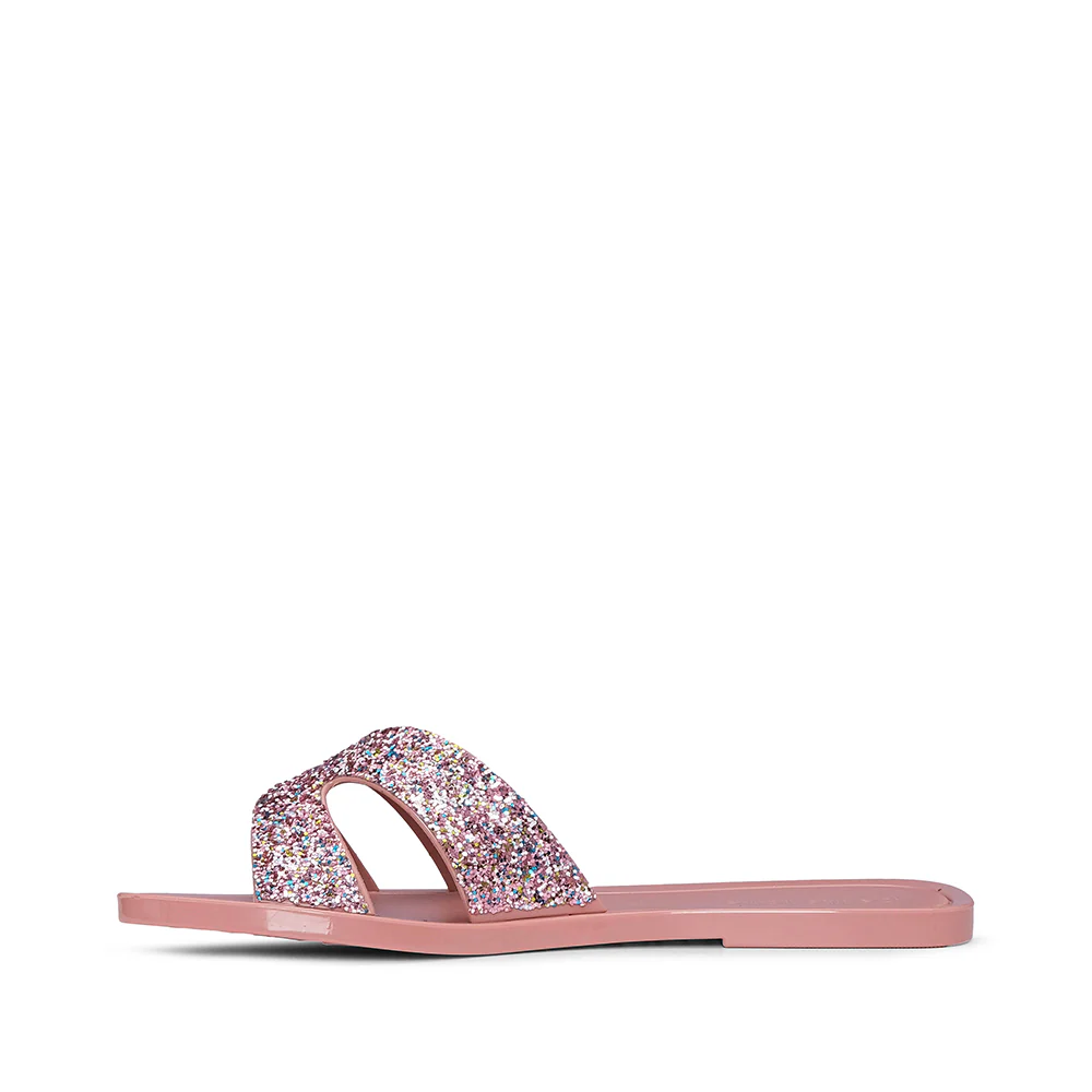 Chinelo Salto Raso Mulher Pele Sintética Rosa - Image 2