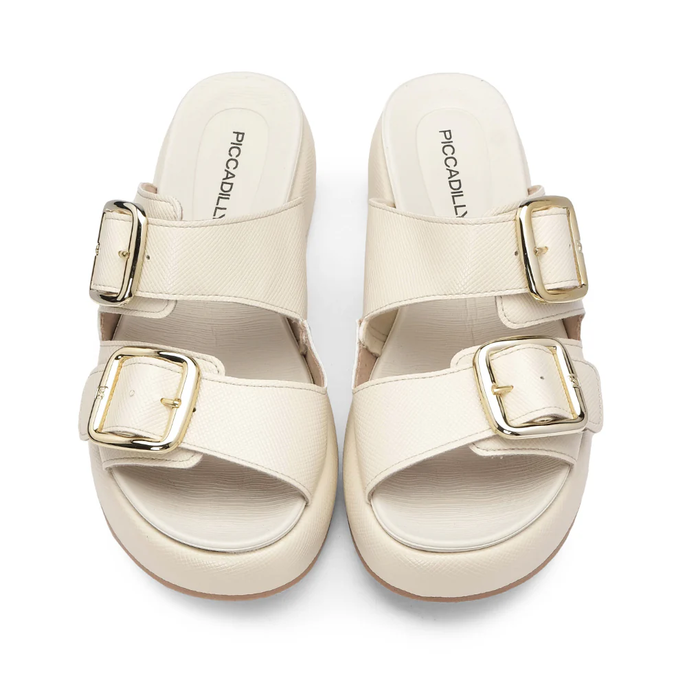 Chinelo Casual Mulher Gravado Bege - Image 5