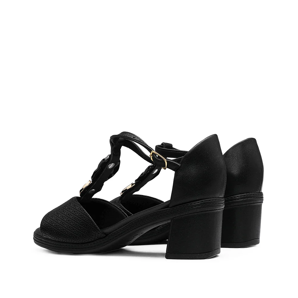 Sandália Salto Médio Mulher Preto - Image 3