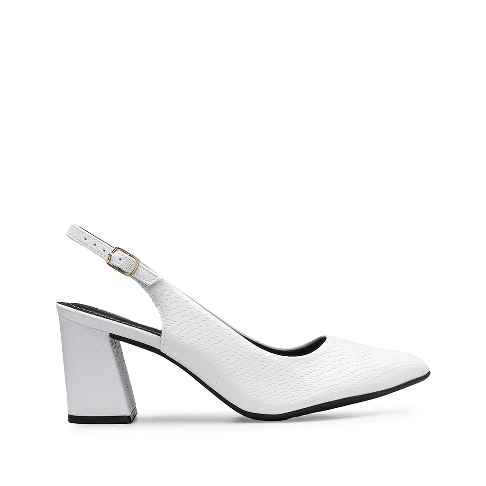 Sapato Salto Alto Mulher Animal Print Branco