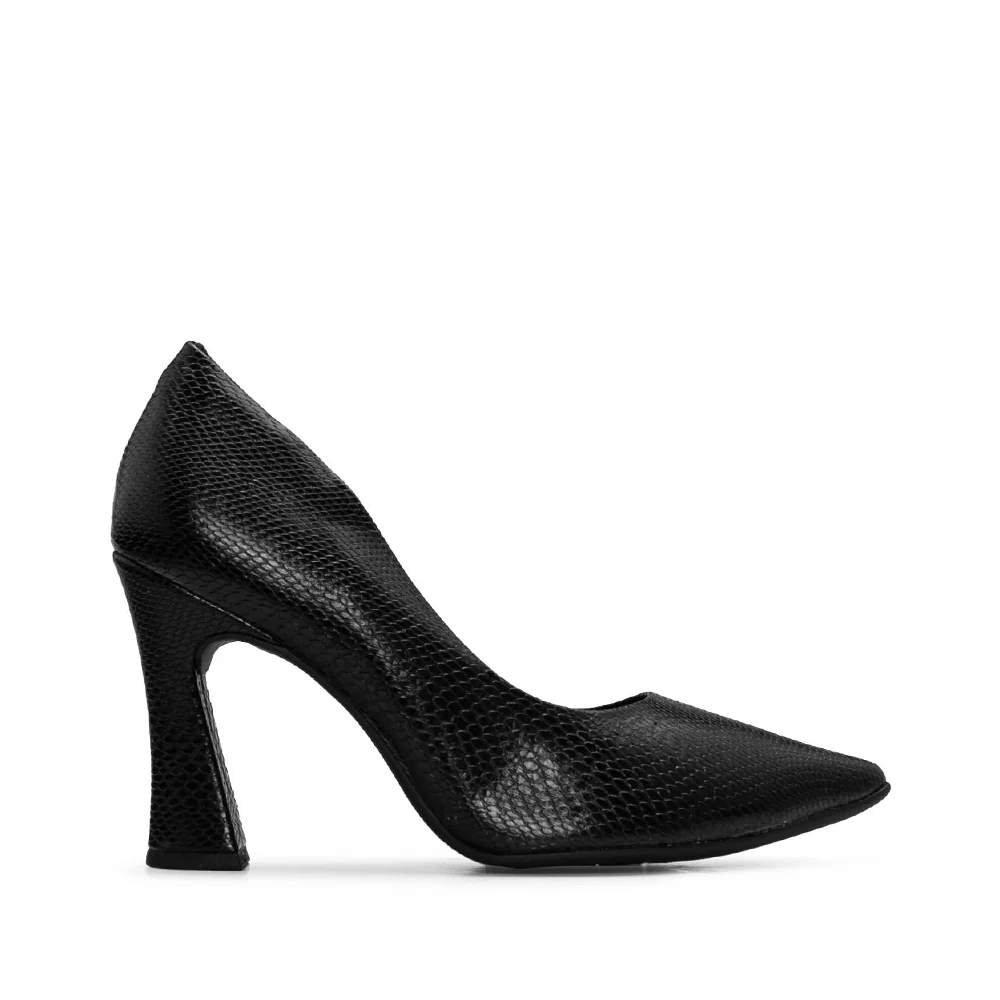 Sapato Salto Alto Mulher Animal Print Preto